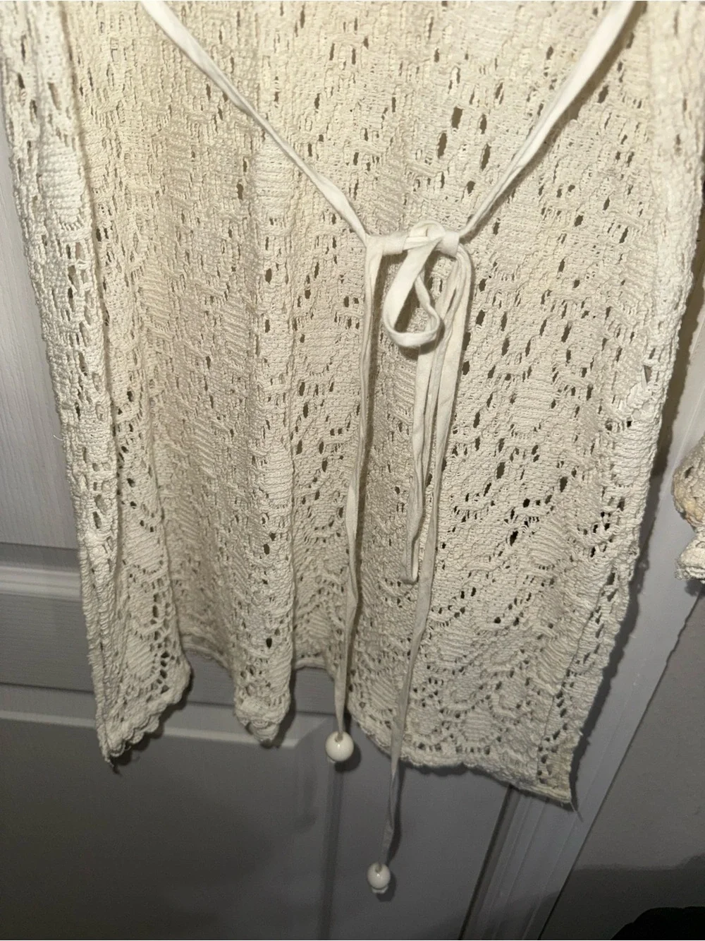 Milly White Crochet Lace Swim Cover Up Tie Front Beach Resort Dress